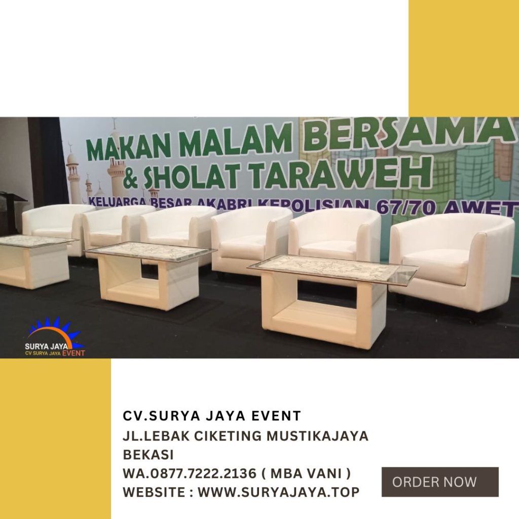 Sewa Sova Type Oval Putih Dan Meja Kaca Putih VIP Jakarta