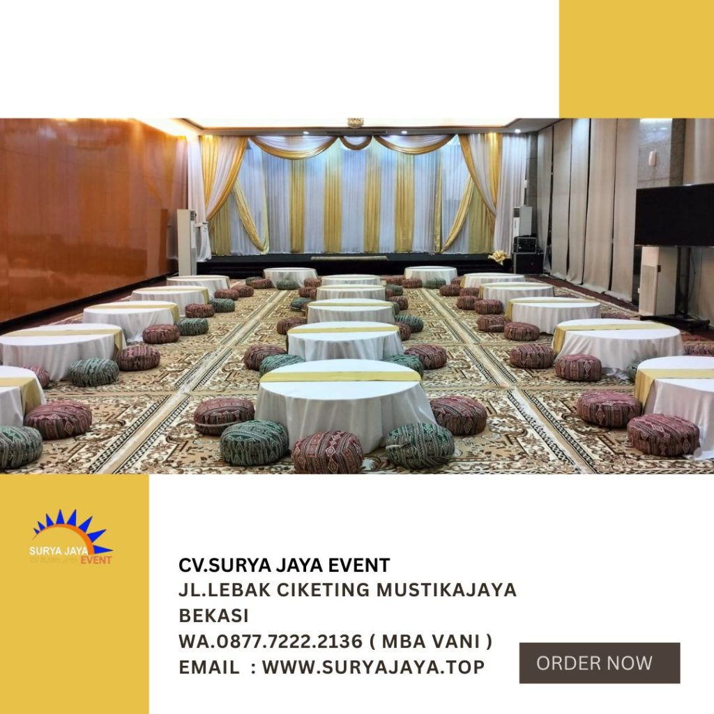 Sewa Meja Lesehan Bundar,Karpet Permadani Cokelat Jakarta