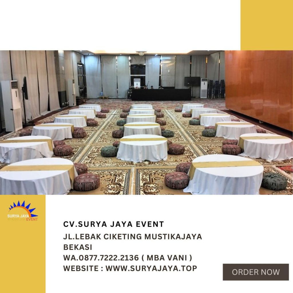 Sewa Meja Lesehan Bundar,Karpet Permadani Cokelat Jakarta