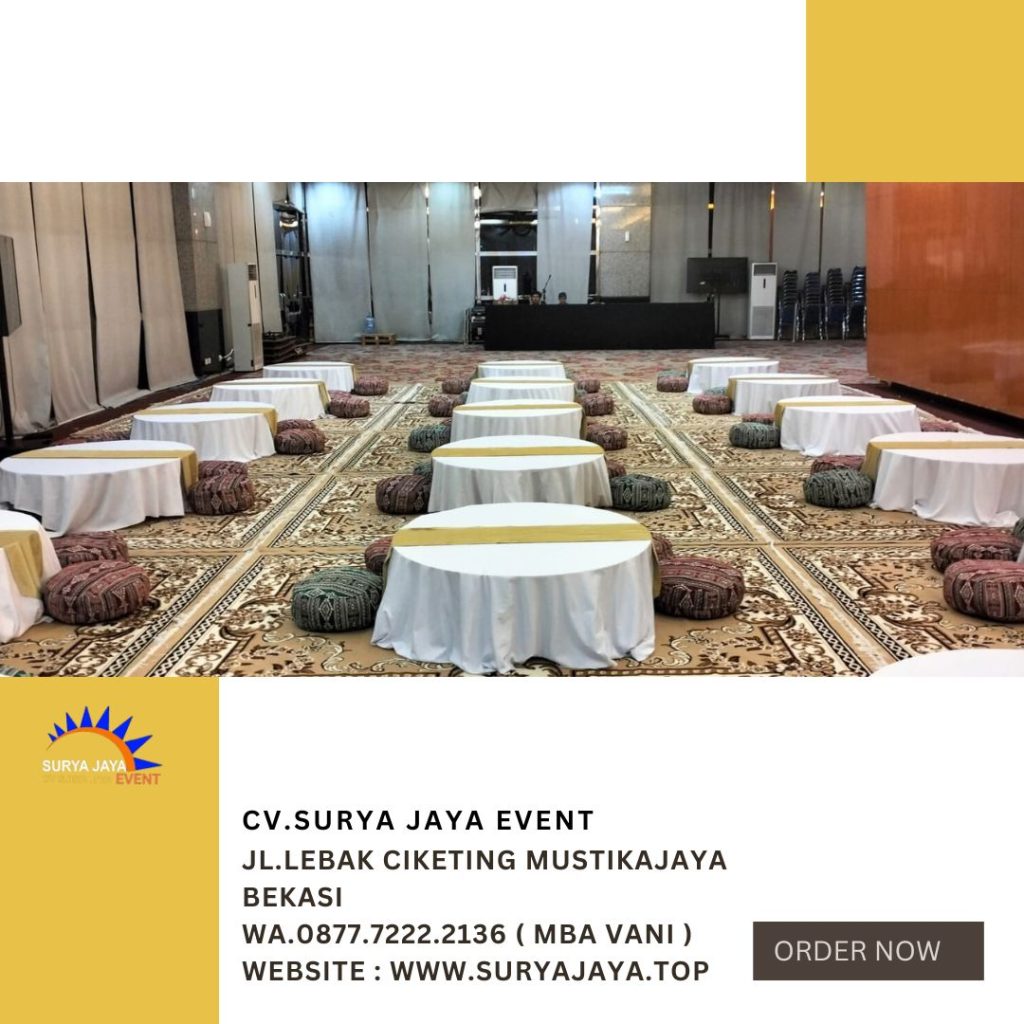 Sewa Meja Lesehan Bundar,Karpet Permadani Cokelat Jakarta