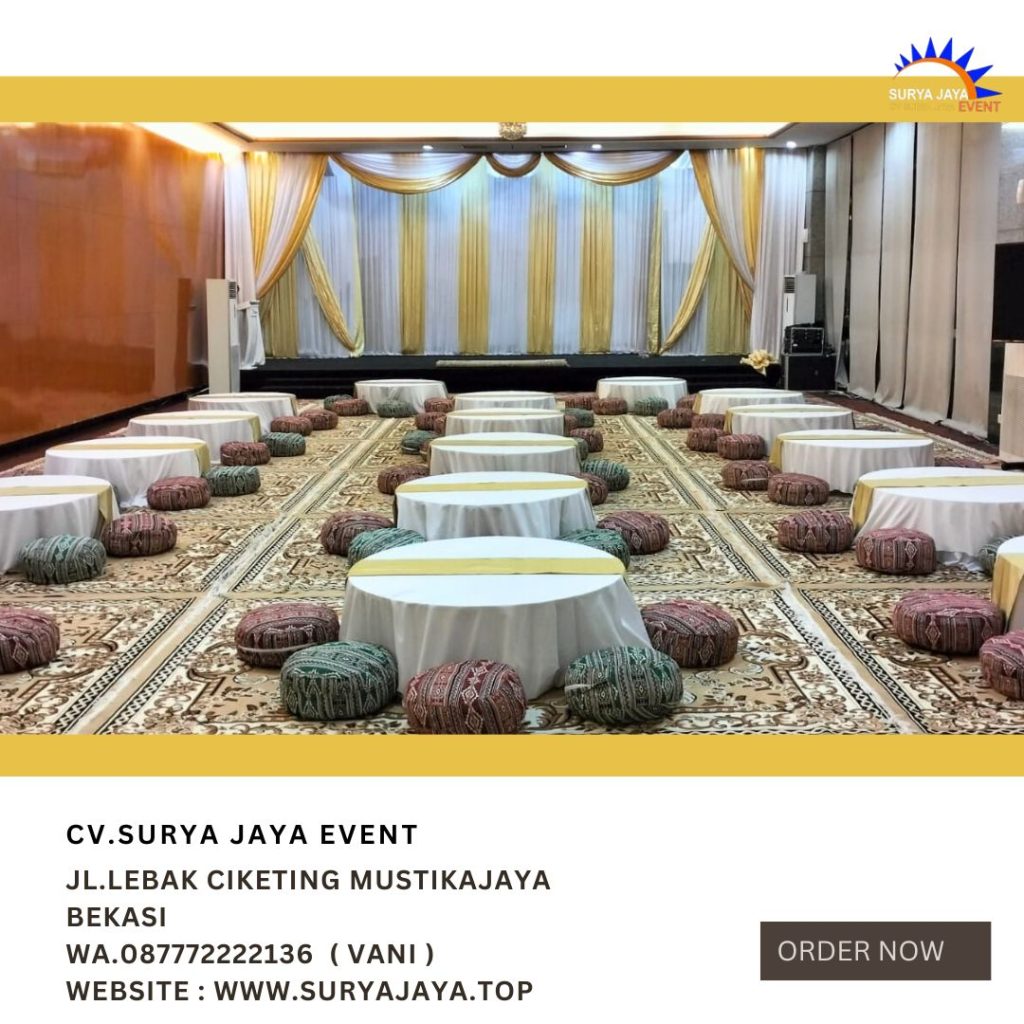 Sewa Meja Lesehan Bundar,Karpet Permadani Cokelat Jakarta