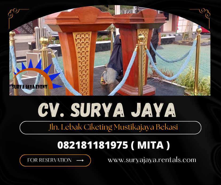 Sewa Tiang Pembatas Antri VIP Tali Bludru Biru Karawang