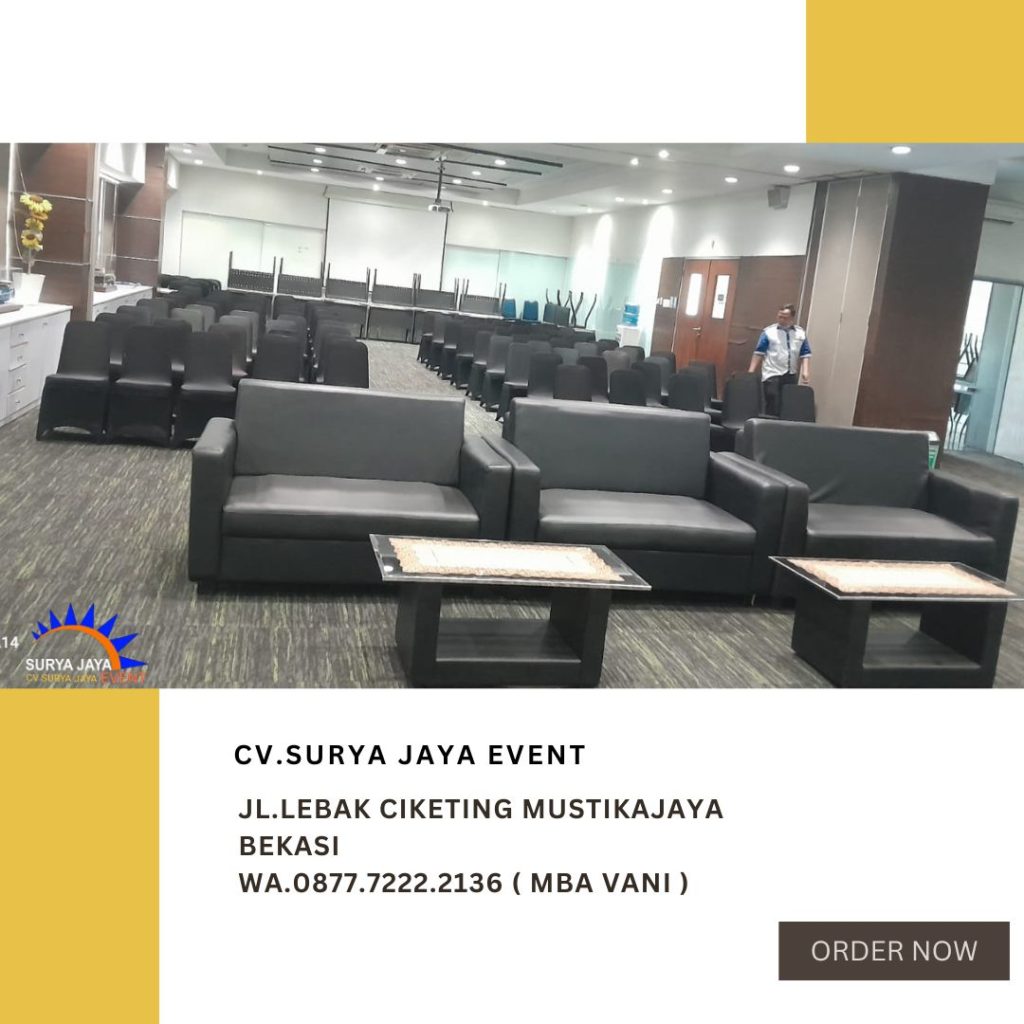 Sewa Sofa Hitam Dan Kursi Susun Cover Hitam di Jakarta