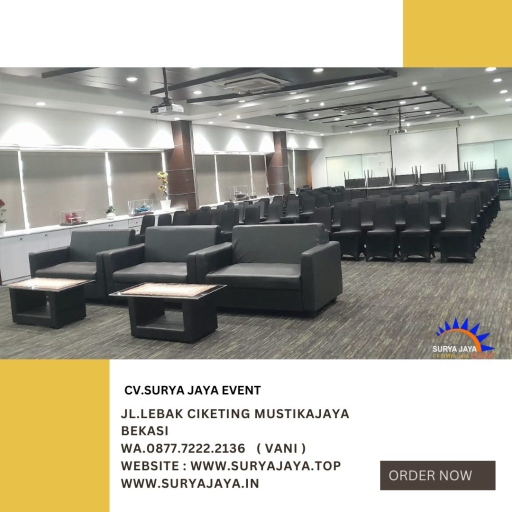 Sewa Sofa Hitam Dan Kursi Susun Cover Hitam di Jakarta