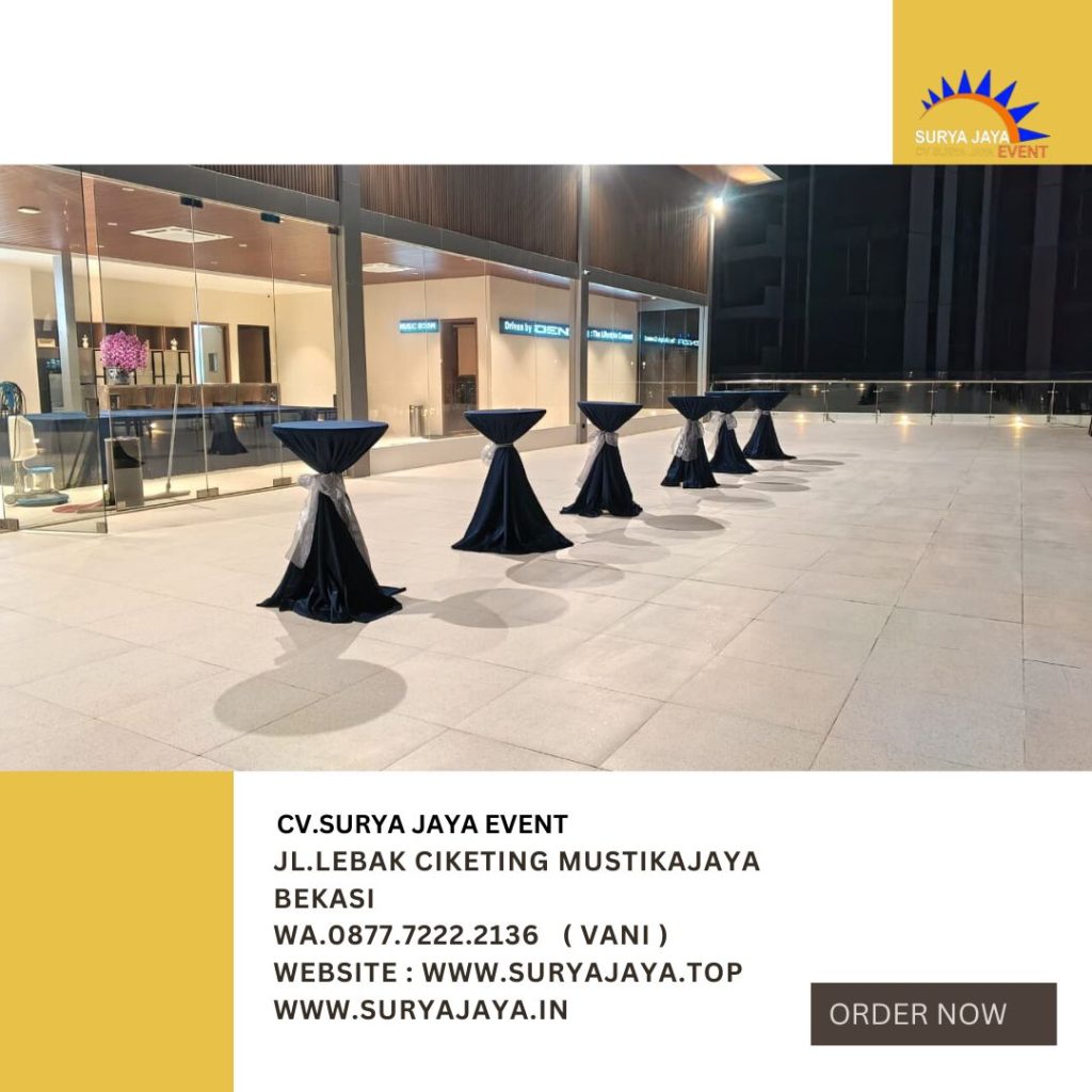 Rental Meja Barstool Cover Dan Pita Area Jakarta