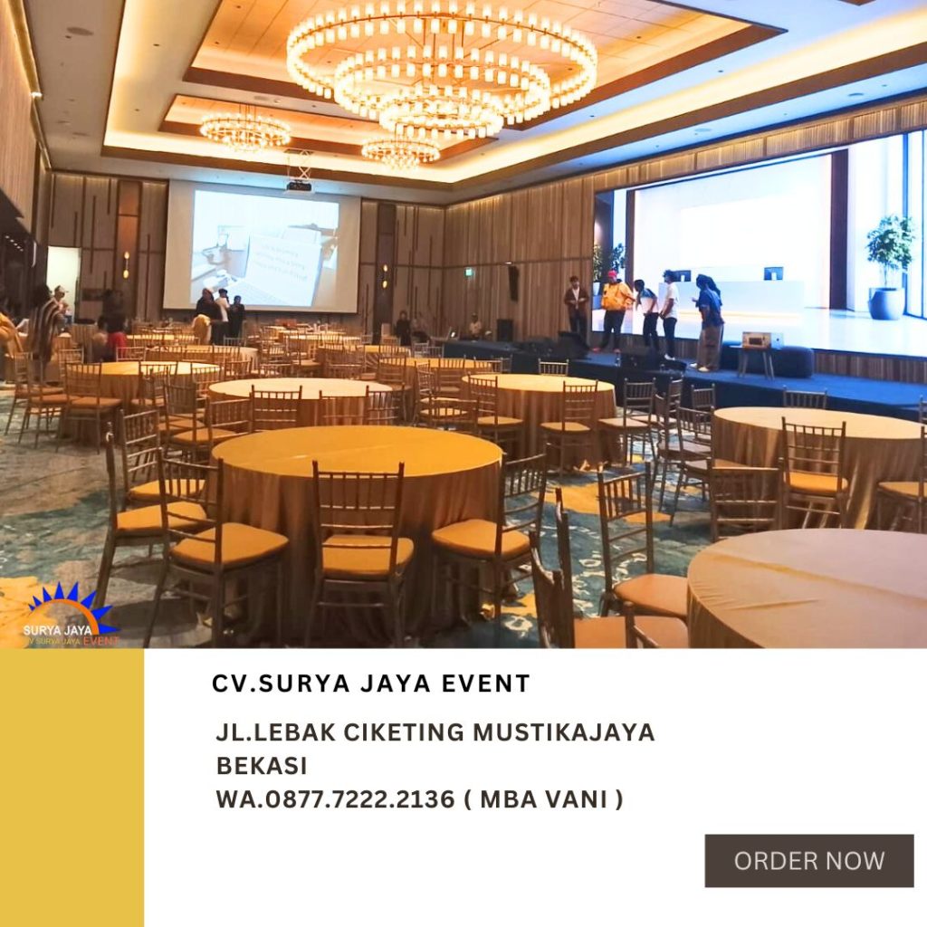 Sewa Kursi Tiffany Gold Dan Meja Bulat Event RKP Building Jakarta Selatan