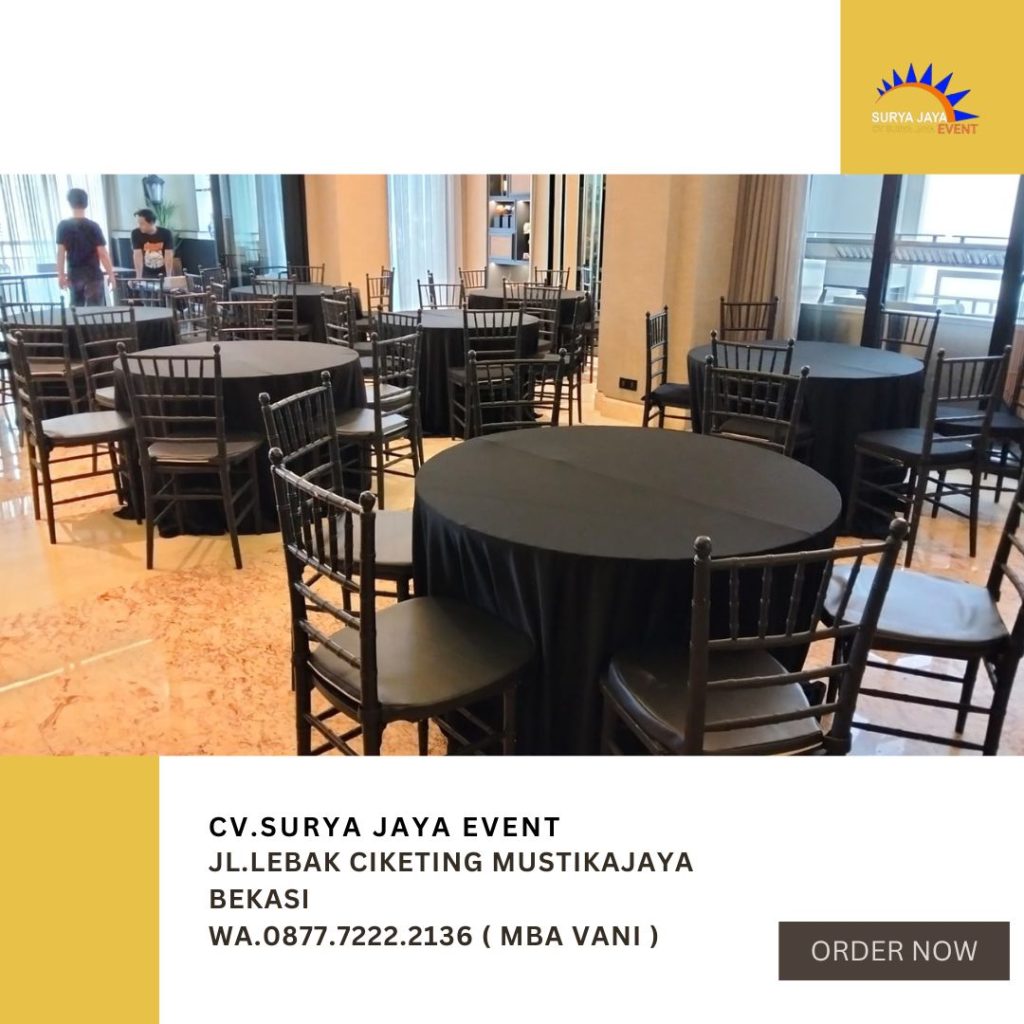 Sewa Kursi Tiffany Hitam Dan Meja Cover Hitam Area Jakarta