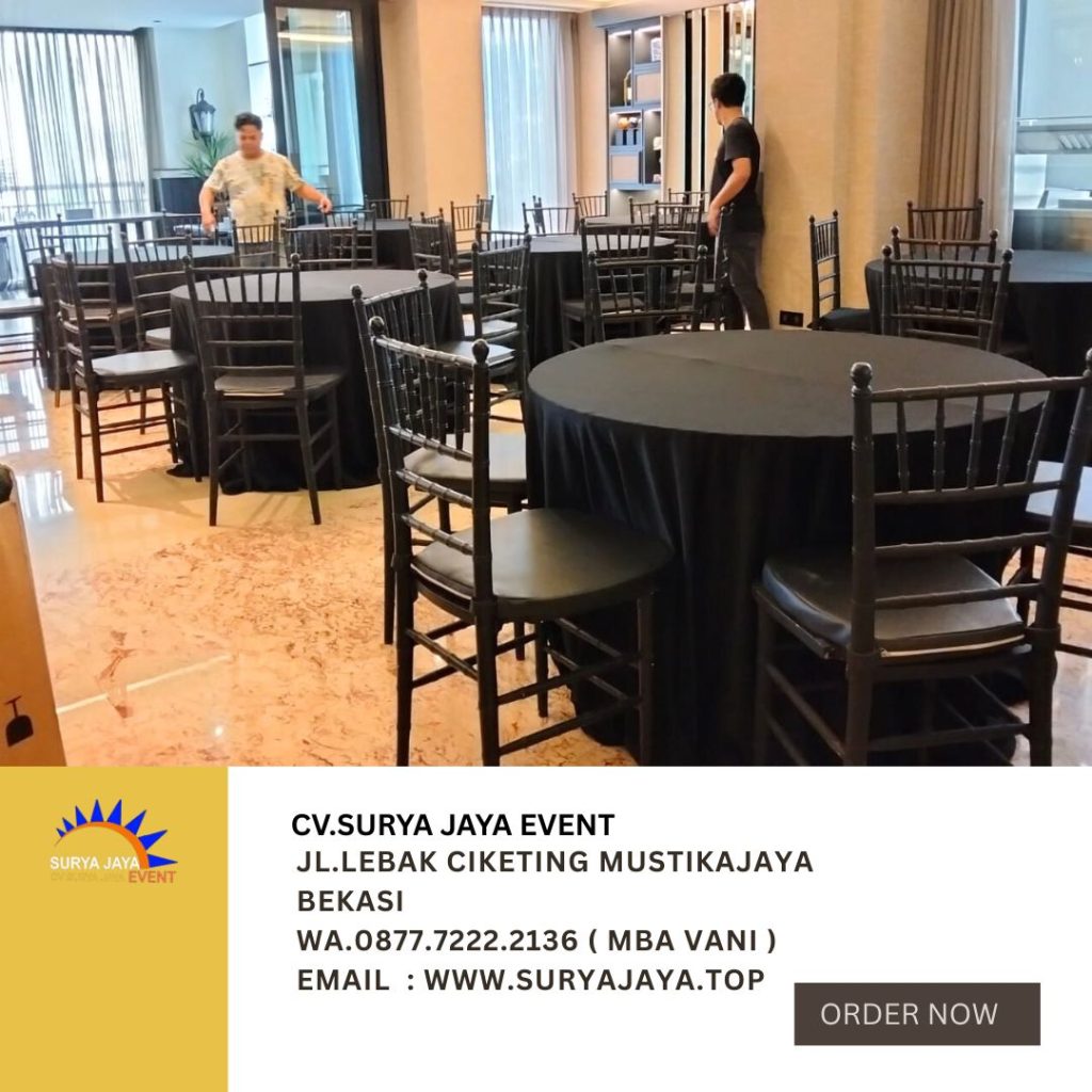 Sewa Kursi Tiffany Hitam Dan Meja Cover Hitam Area Jakarta