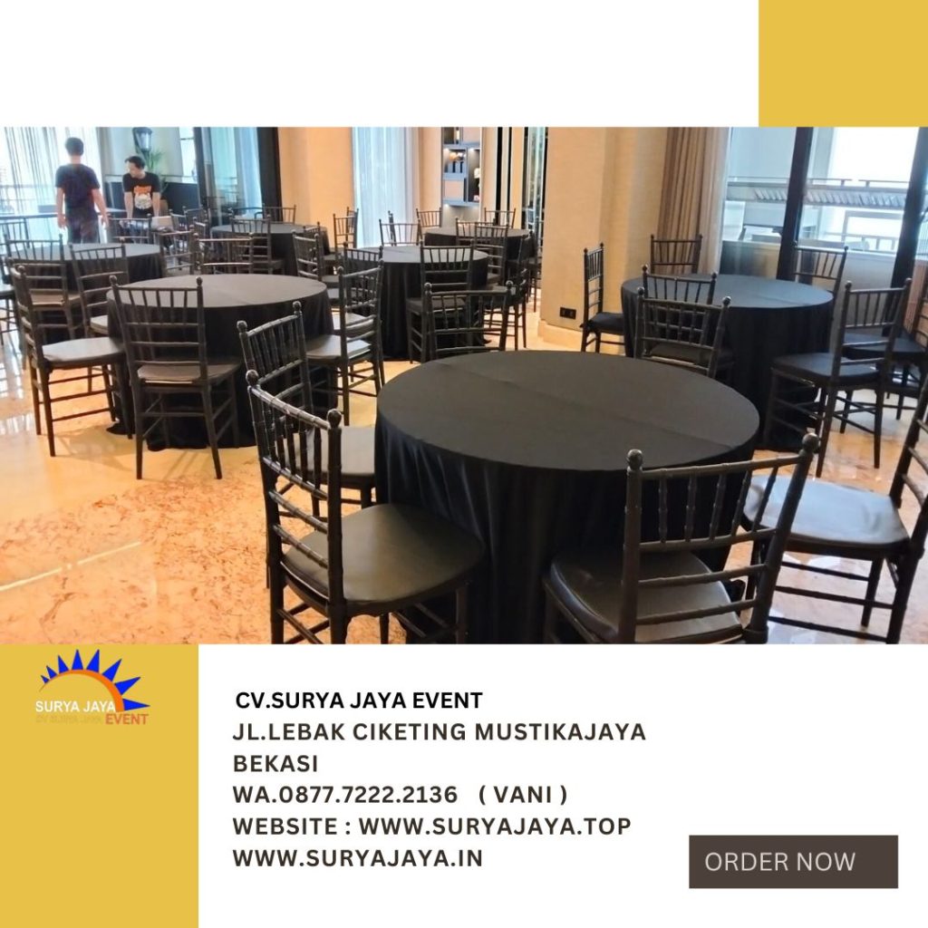 Sewa Kursi Tiffany Hitam Dan Meja Cover Hitam Area Jakarta