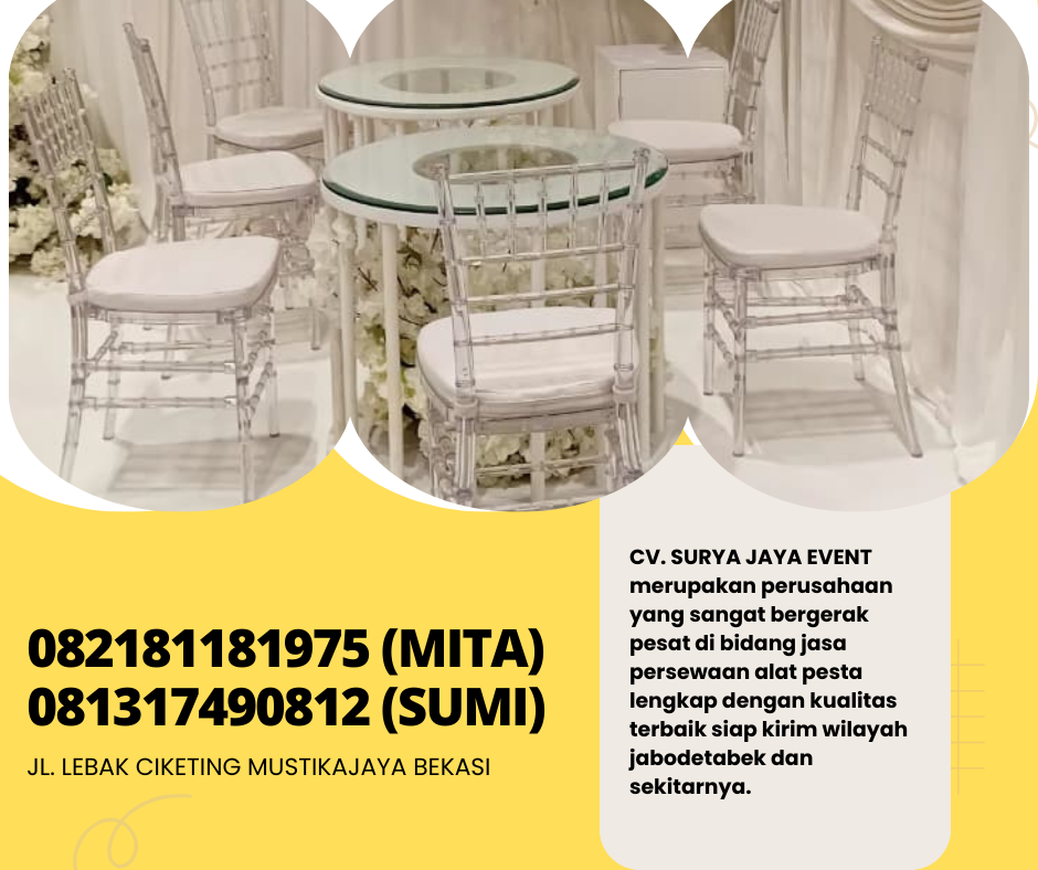 Sewa Kursi Tiffany Acrylic,Meja Dealing,Barstool PIK 2