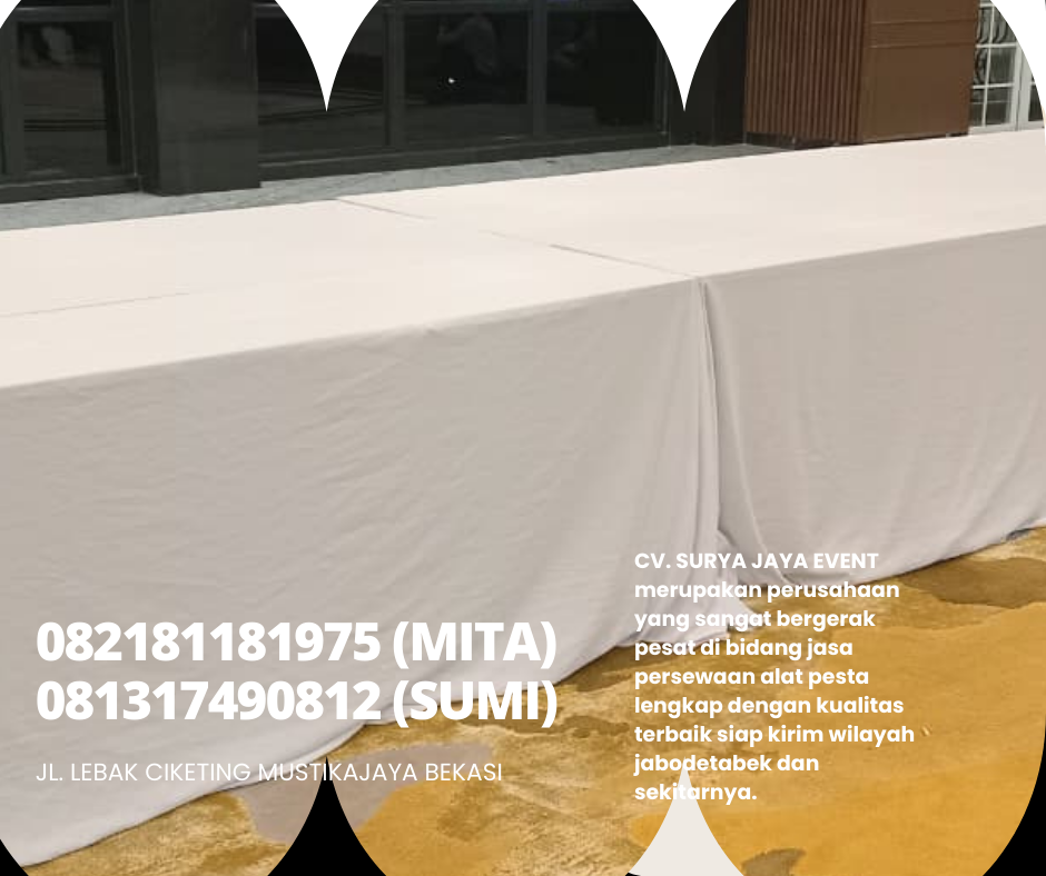 Sewa Meja IBM Ukuran 180x90cm Jakarta Lengkap Taplak
