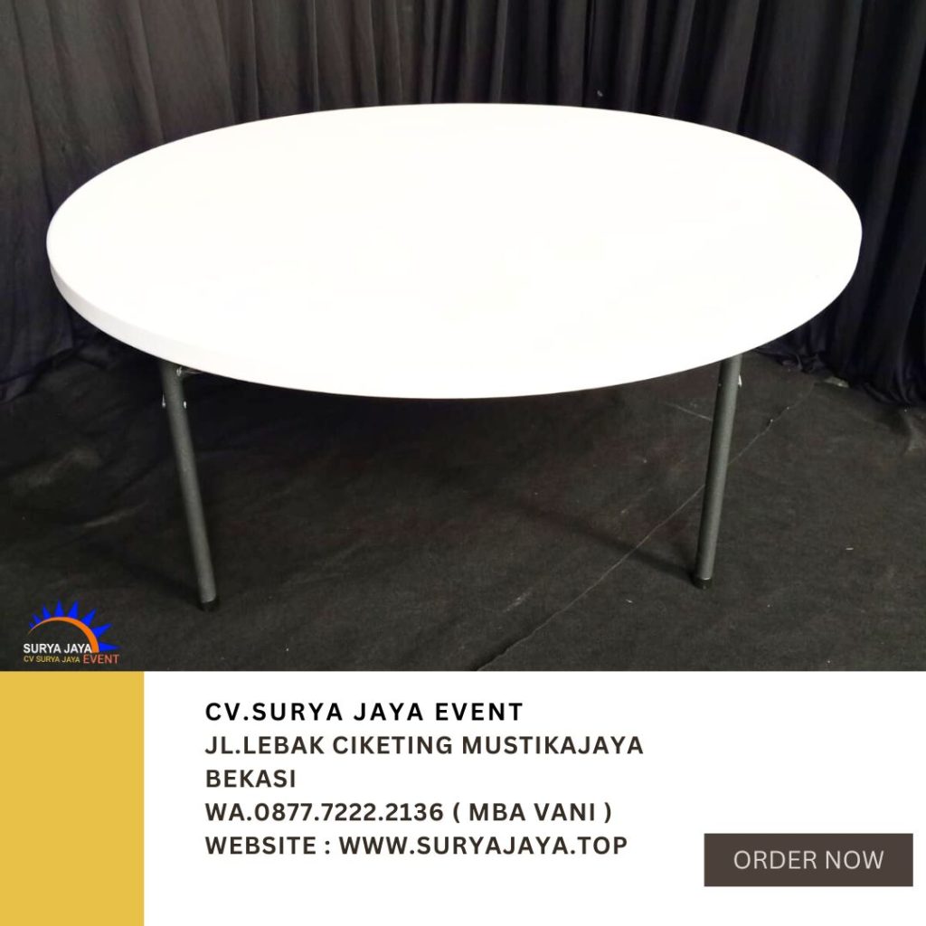 Sewa Meja Bulat Krisbow Putih Event Hotel Nelayan Tangerang