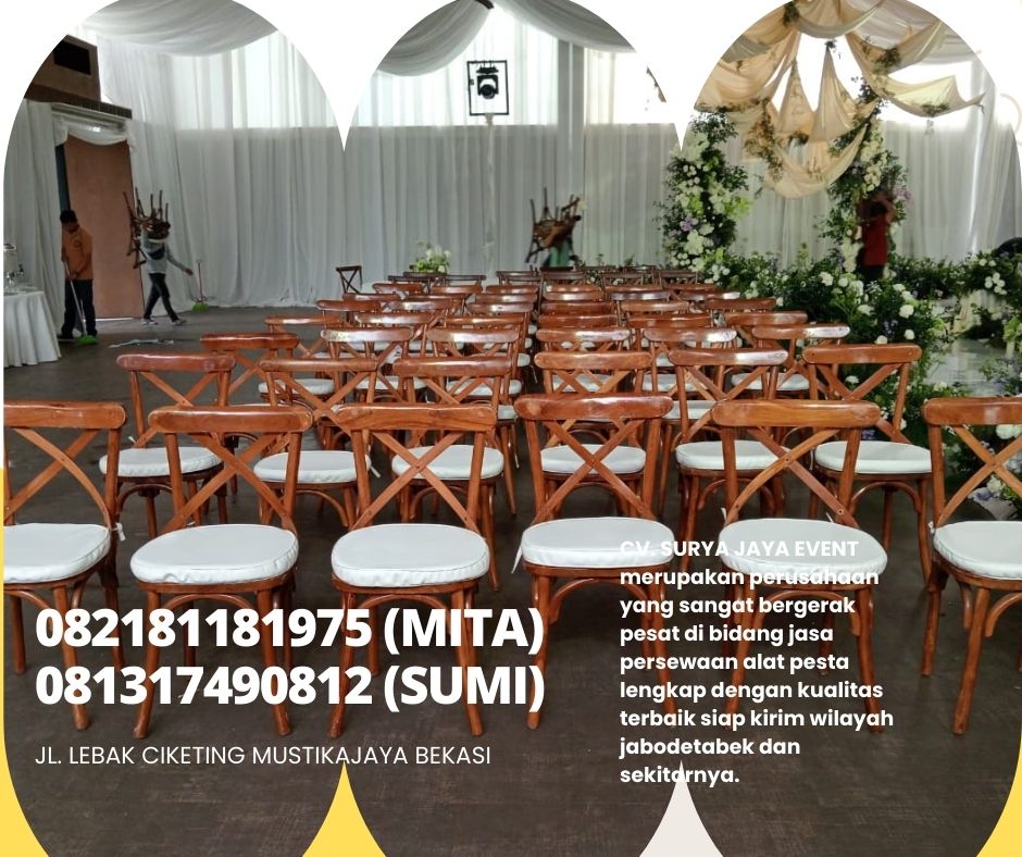 GUDANG SEWA KURSI CROSSBACK KAYU MEWAH DI BEKASI JATIASIH