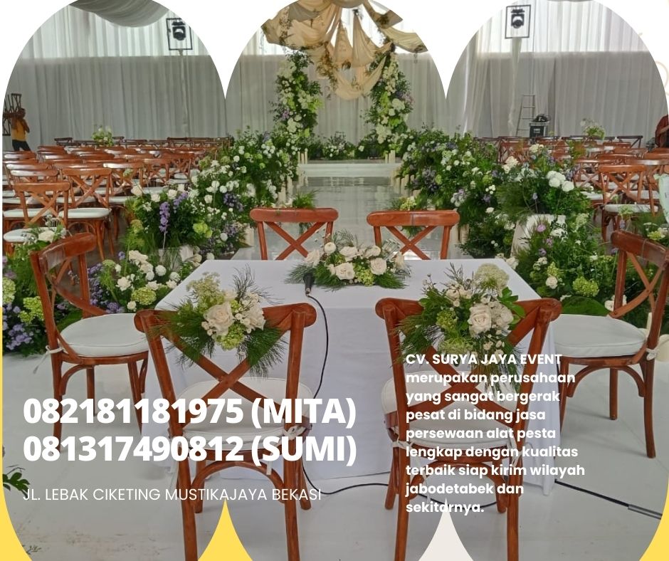 GUDANG SEWA KURSI CROSSBACK KAYU MEWAH DI BEKASI JATIASIH