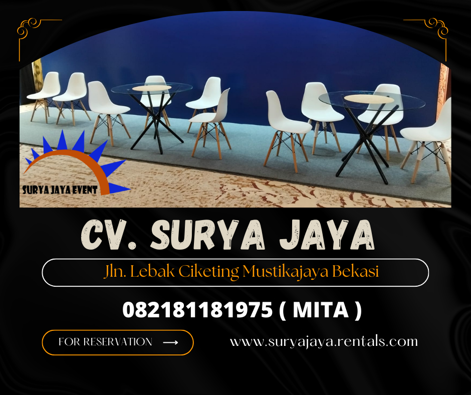 Sewa Meja Dealing Kaca dan Kursi Scramble Putih Area Jakarta