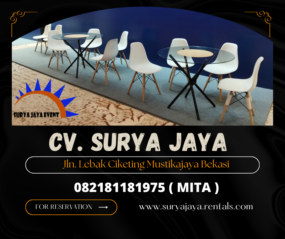 Sewa Meja Dealing Kaca dan Kursi Scramble Putih Area Jakarta