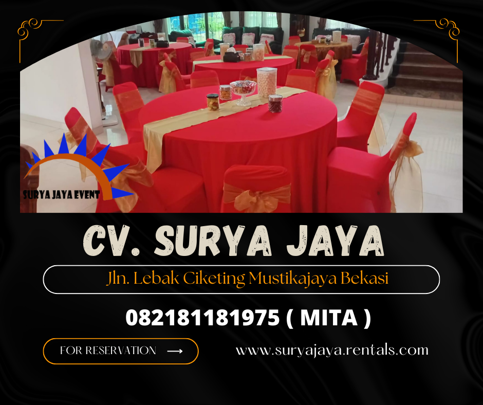 LAYANAN SEWA MEJA BUNDAR COVER MERAH DI JAKARTA