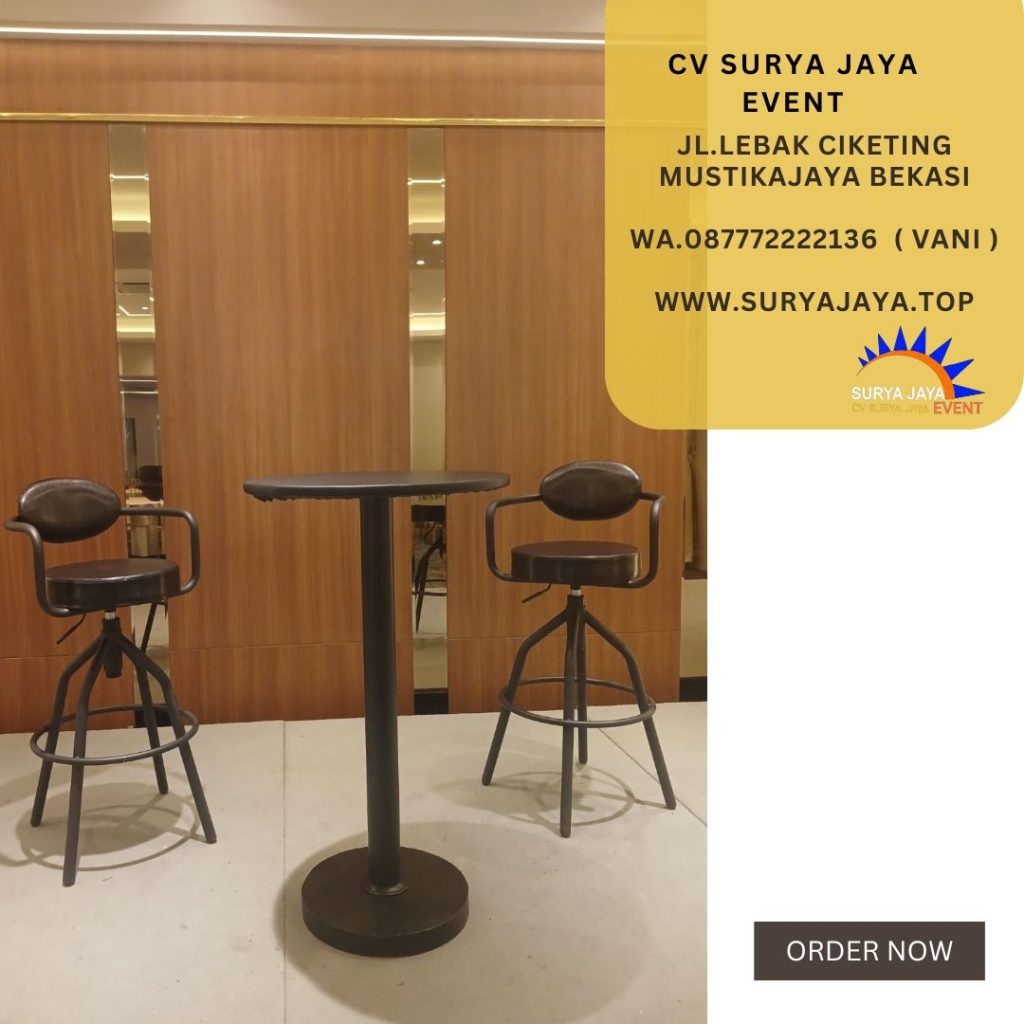 Sewa Barstool Set Meja Kursi Senderan Hitam Event Aroem Mahakam Resto Jaksel