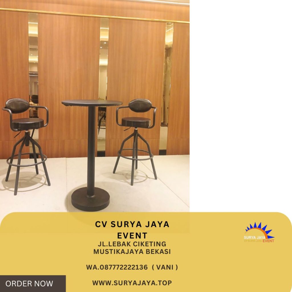 Sewa Barstool Set Meja Kursi Senderan Hitam Event Aroem Mahakam Resto Jaksel