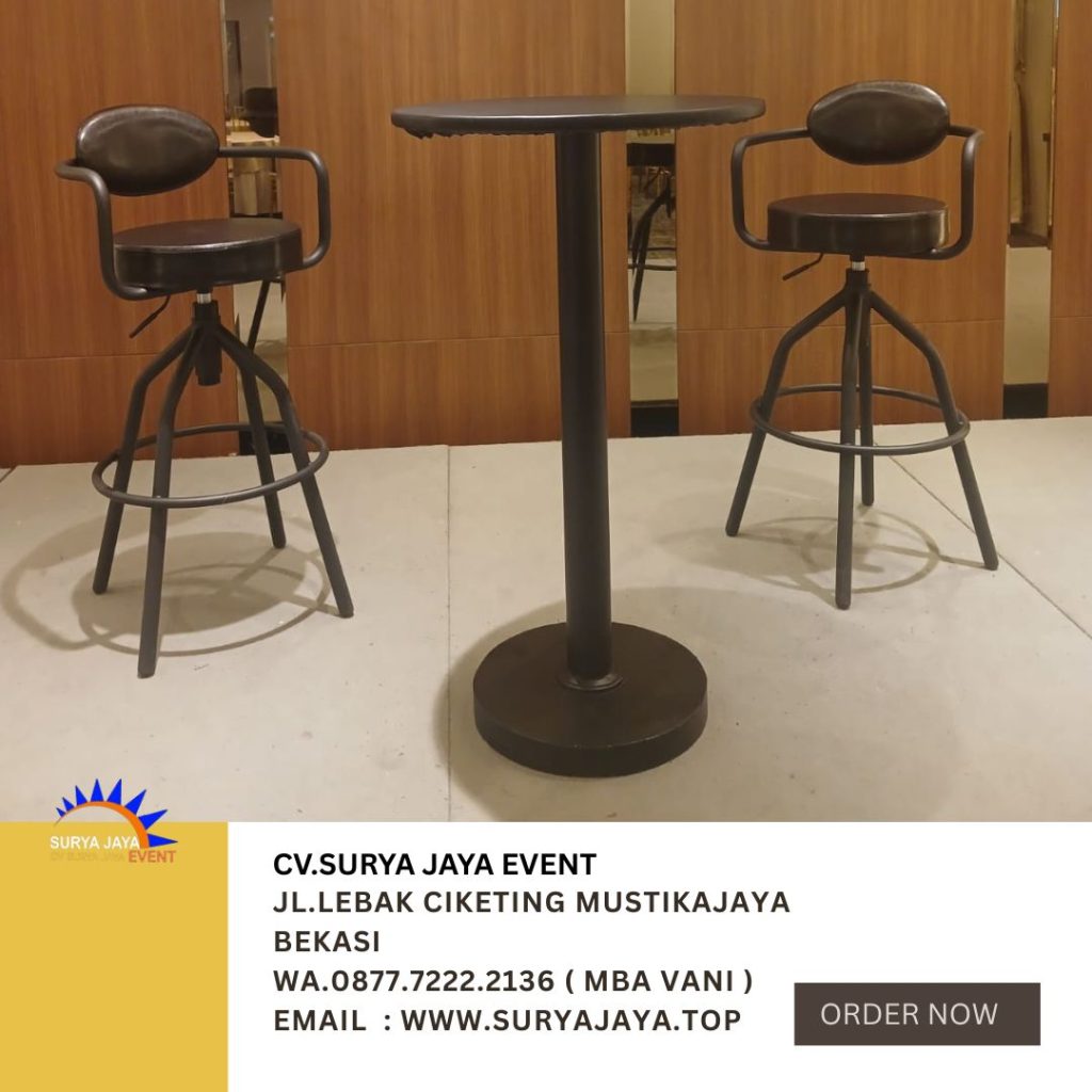 Sewa Barstool Set Meja Kursi Senderan Hitam Event Aroem Mahakam Resto Jaksel