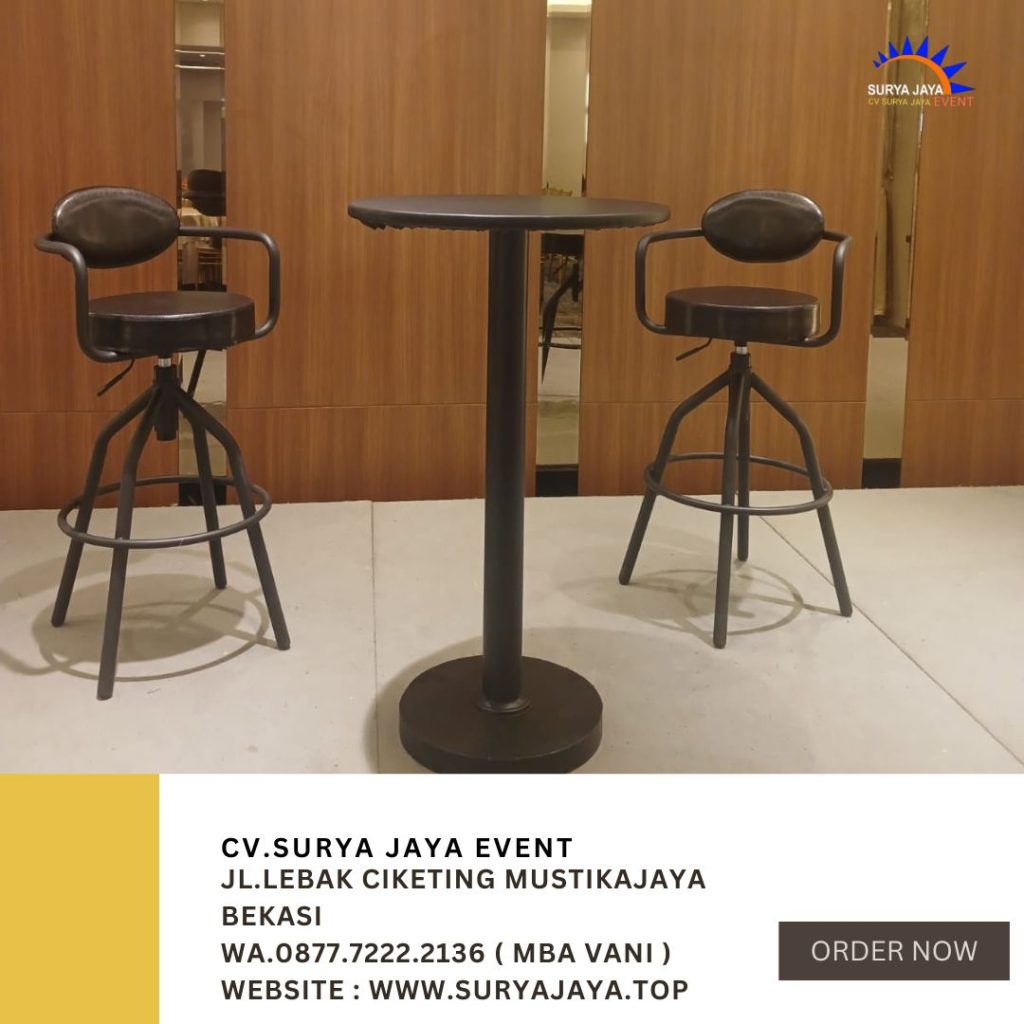 Sewa Barstool Set Meja Kursi Senderan Hitam Event Aroem Mahakam Resto Jaksel