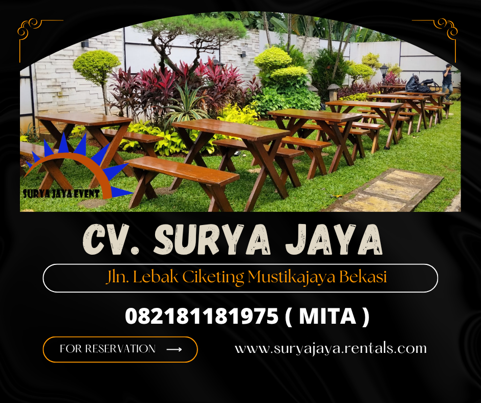 DISEWAKAN KURSI DAN MEJA TAMAN KAYU COKELAT DI JAKARTA