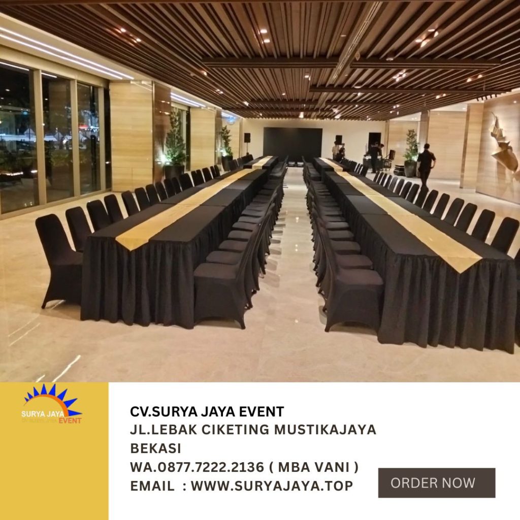 Sewa Meja Kursi Cover Hitam Jakarta