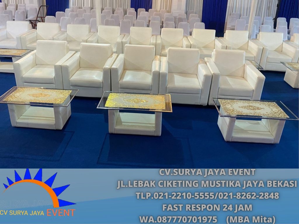 Sewa Sofa Single Dan Meja VIP Taplak Putih Jakarta