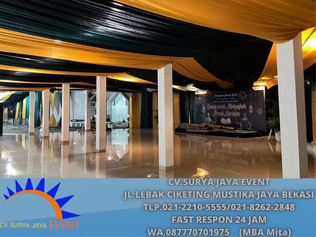 Rental Tenda Dekor Type Serut Kain Hitam Gold Jakarta