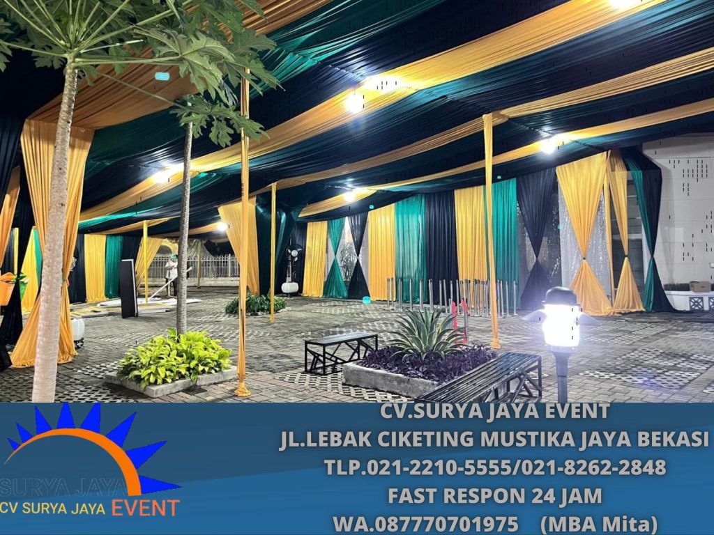 Rental Tenda Dekor Type Serut Kain Hitam Gold Jakarta