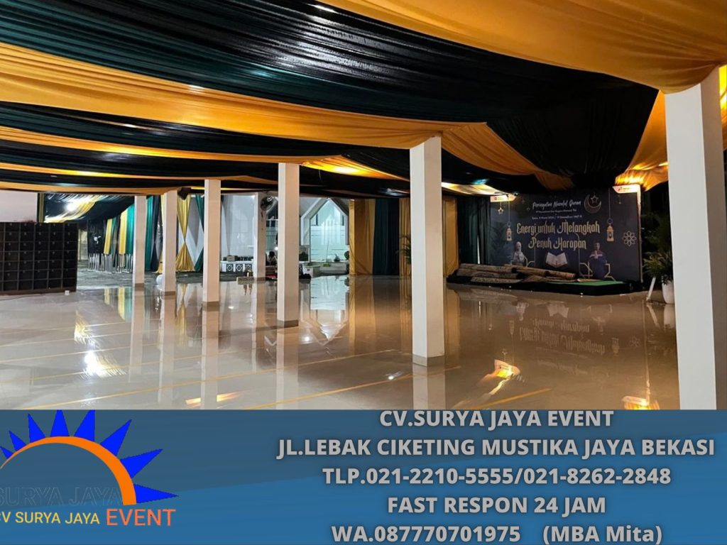 Rental Tenda Dekor Type Serut Kain Hitam Gold Jakarta