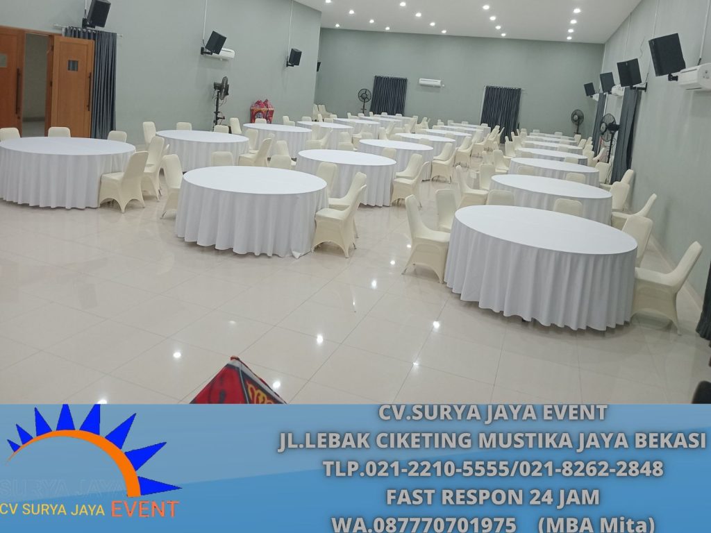 Sewa Meja Bundar,Kursi Event Cover Putih Jakarta