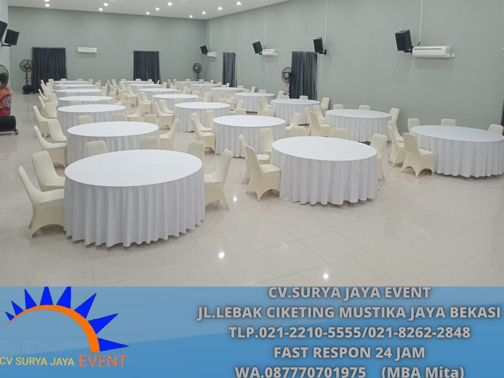 Sewa Meja Bundar,Kursi Event Cover Putih Jakarta