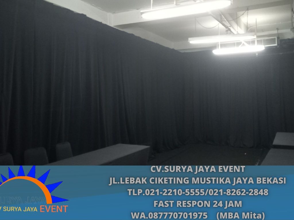 Sewa Kain Tirai Hitam Event Kokas Kasablangka