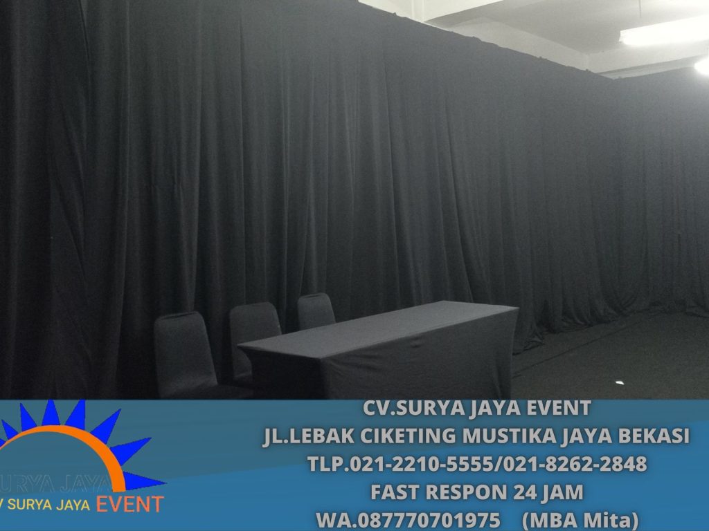 Sewa Kain Tirai Hitam Event Kokas Kasablangka