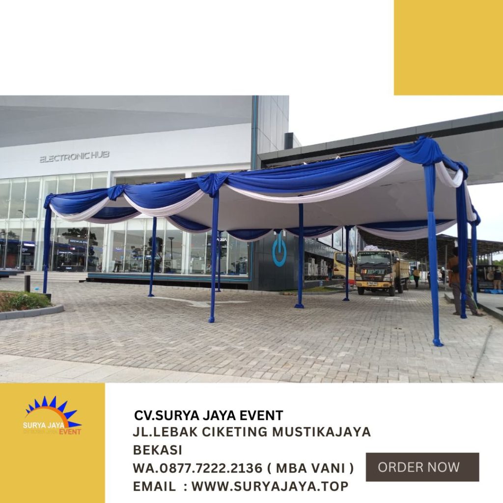 Sewa Tenda Plafon Rumbai Putih Biru Event Pik 2 Jakarta Utara