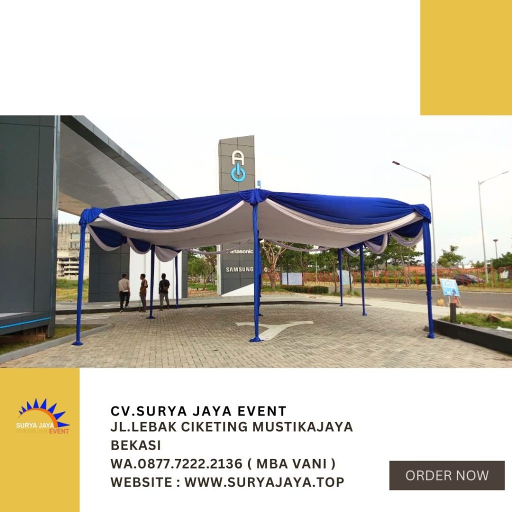 Sewa Tenda Plafon Rumbai Putih Biru Event Pik 2 Jakarta Utara