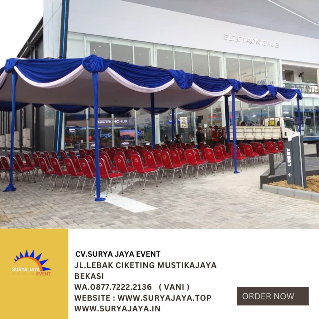 Sewa Tenda Plafon Rumbai Putih Biru Event Pik 2 Jakarta Utara