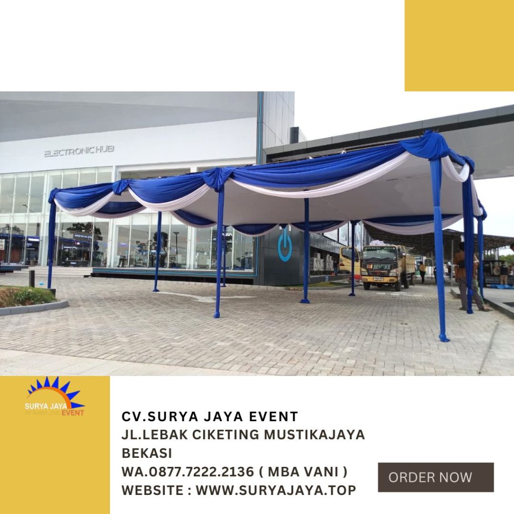 Sewa Tenda Plafon Rumbai Putih Biru Event Pik 2 Jakarta Utara