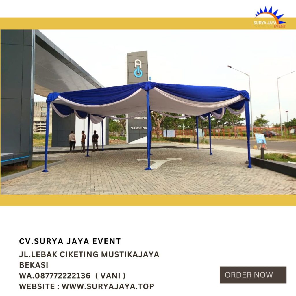 Sewa Tenda Plafon Rumbai Putih Biru Event Pik 2 Jakarta Utara