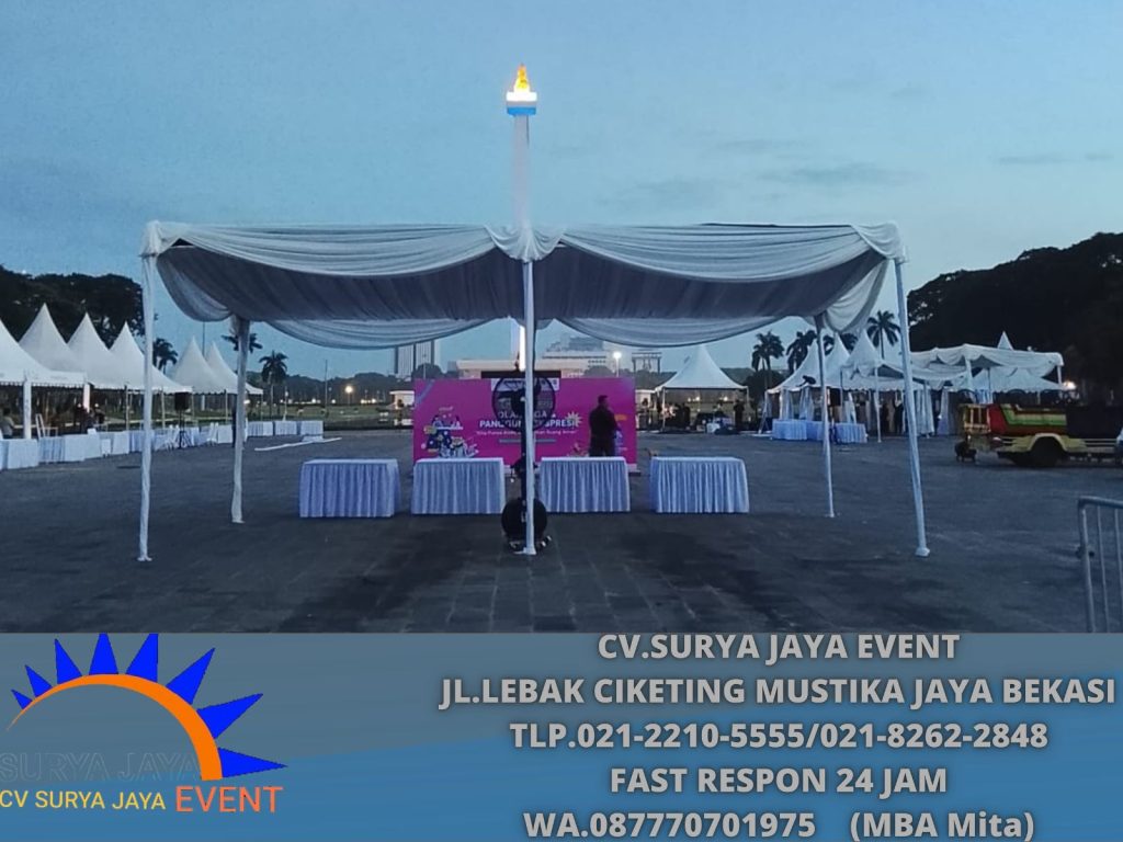 Sewa Tenda Serut Kain Rempel Putih Area Depok
