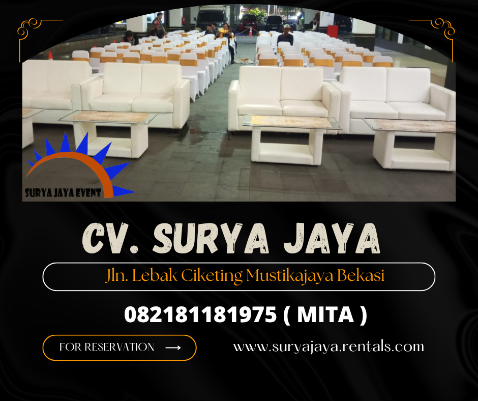 Rental Sofa Type double putih,Meja vip kaca Jakarta