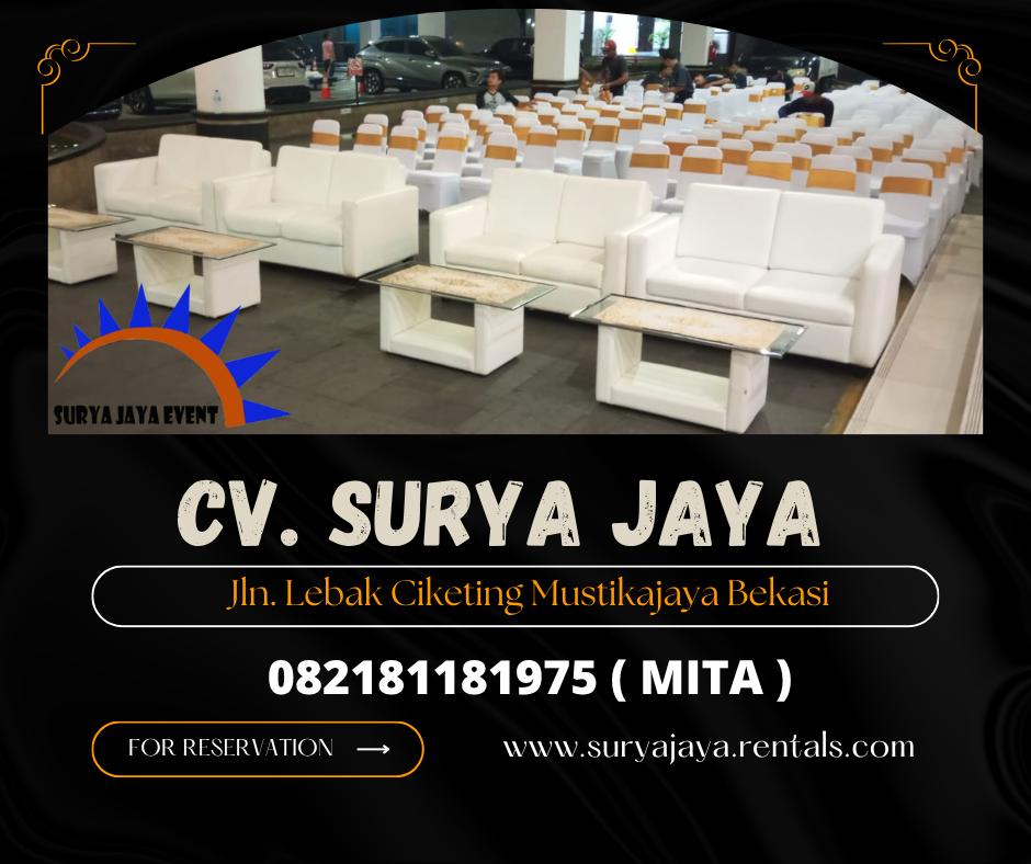 Rental Sofa Type double putih,Meja vip kaca Jakarta