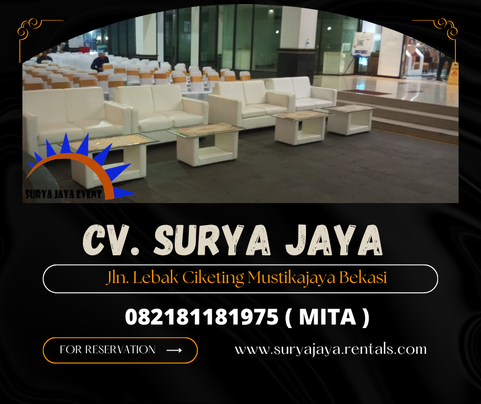 Rental Sofa Type double putih,Meja vip kaca Jakarta