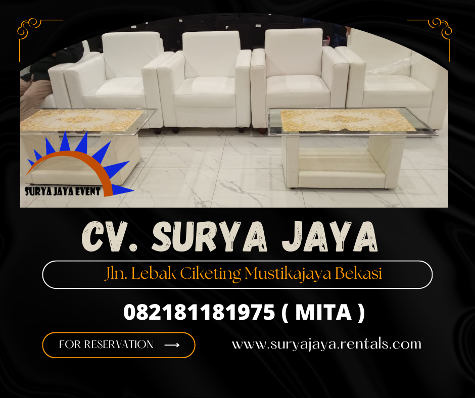 Pusat Sewa Sofa Putih,Meja VIP Kaca Area Cileungsi Bogor