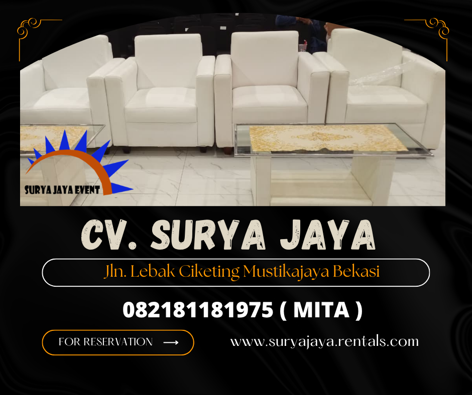 Pusat Sewa Sofa Putih,Meja VIP Kaca Area Cileungsi Bogor