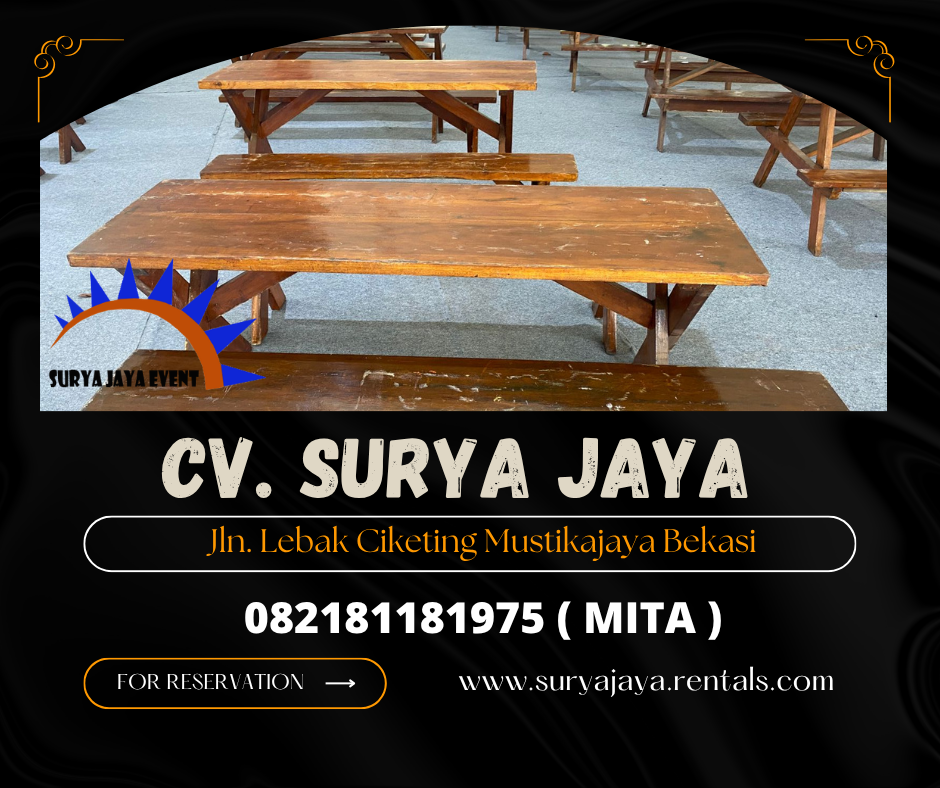 Sewa Bangku,Meja Taman Kayu Outdoor Pondok Labu