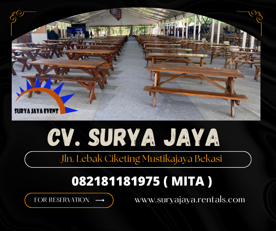 Sewa Bangku,Meja Taman Kayu Outdoor Pondok Labu