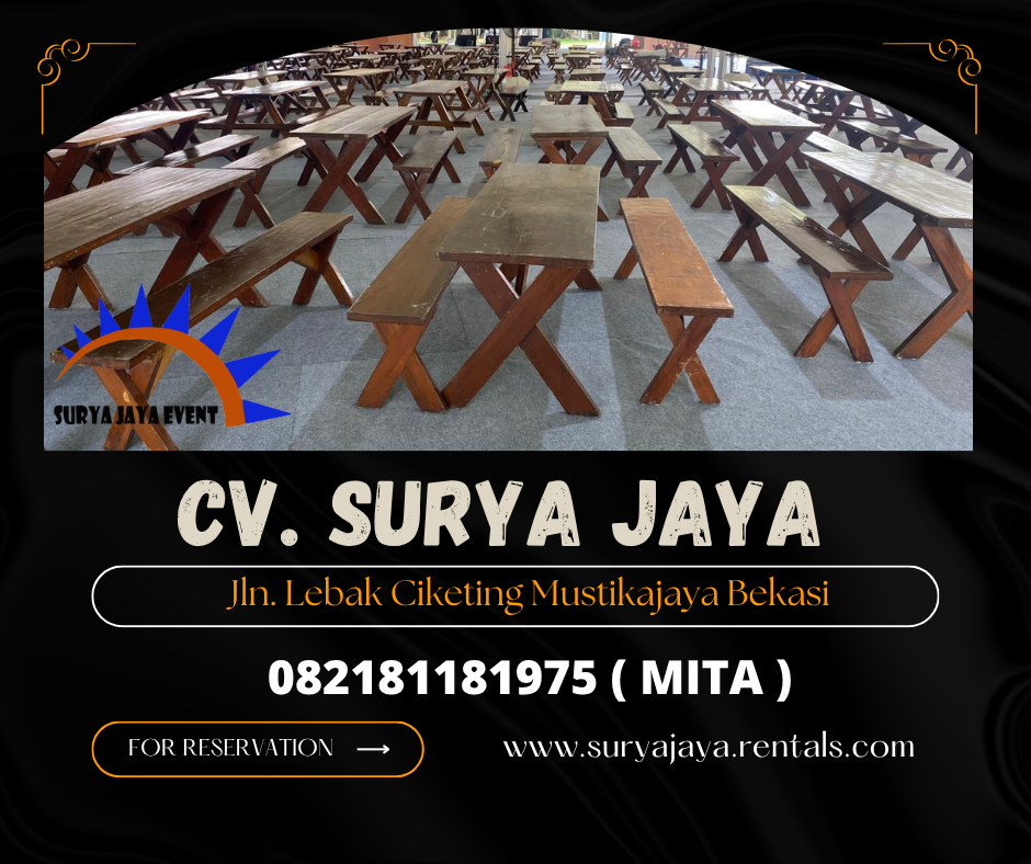 Sewa Bangku,Meja Taman Kayu Outdoor Pondok Labu