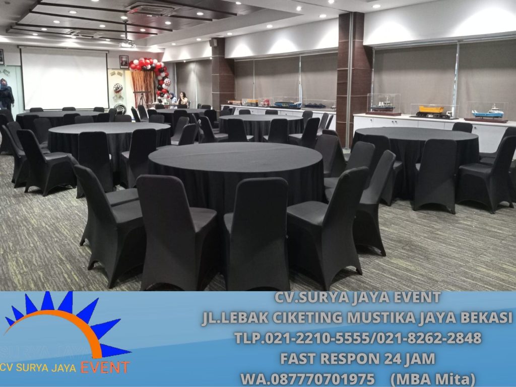 Sewa ROUND TABLE COVER HITAM Hotel Des Indes Jakarta